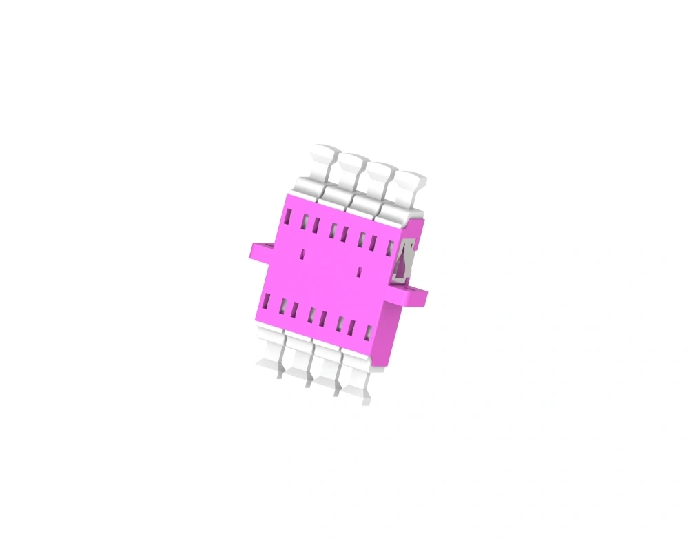 LC Quad Fiber Optic Adaptor With Flange With Shutter