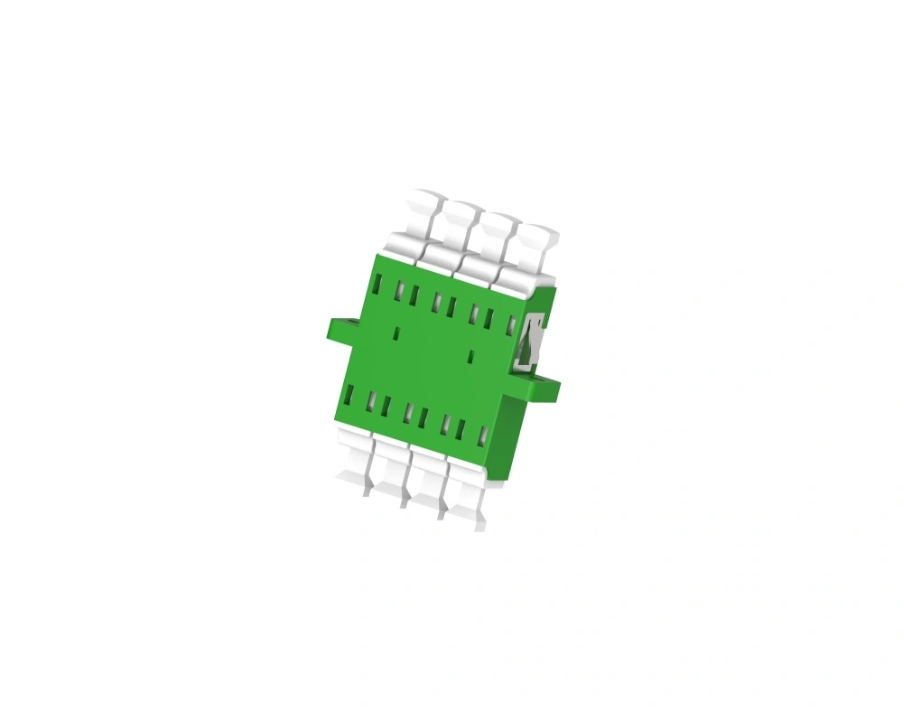 LC Quad Fiber Optic Adaptor With Flange With Shutter