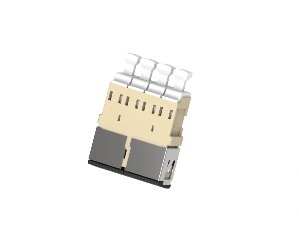 LC Quad Fiber Optic Adaptor Flangeless With Metal Shutter