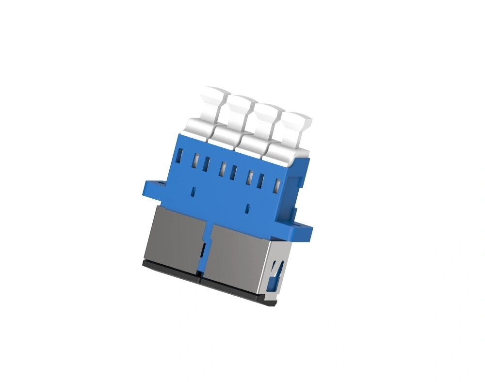 LC Quad Fiber Optic Adaptor With Flange With Metal Shutter